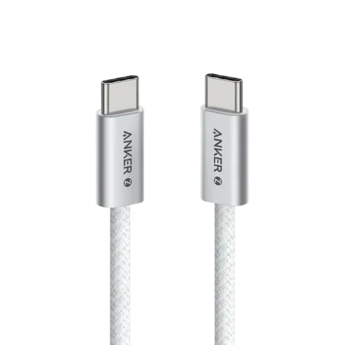 Anker Zolo 240W Usb-C To Usb-C Cable Braided (0.9M/3Ft) -White - Tashqila Anker Zolo 240W Usb-C To Usb-C Cable Braided (0.9M/3Ft) -White - Tashqila